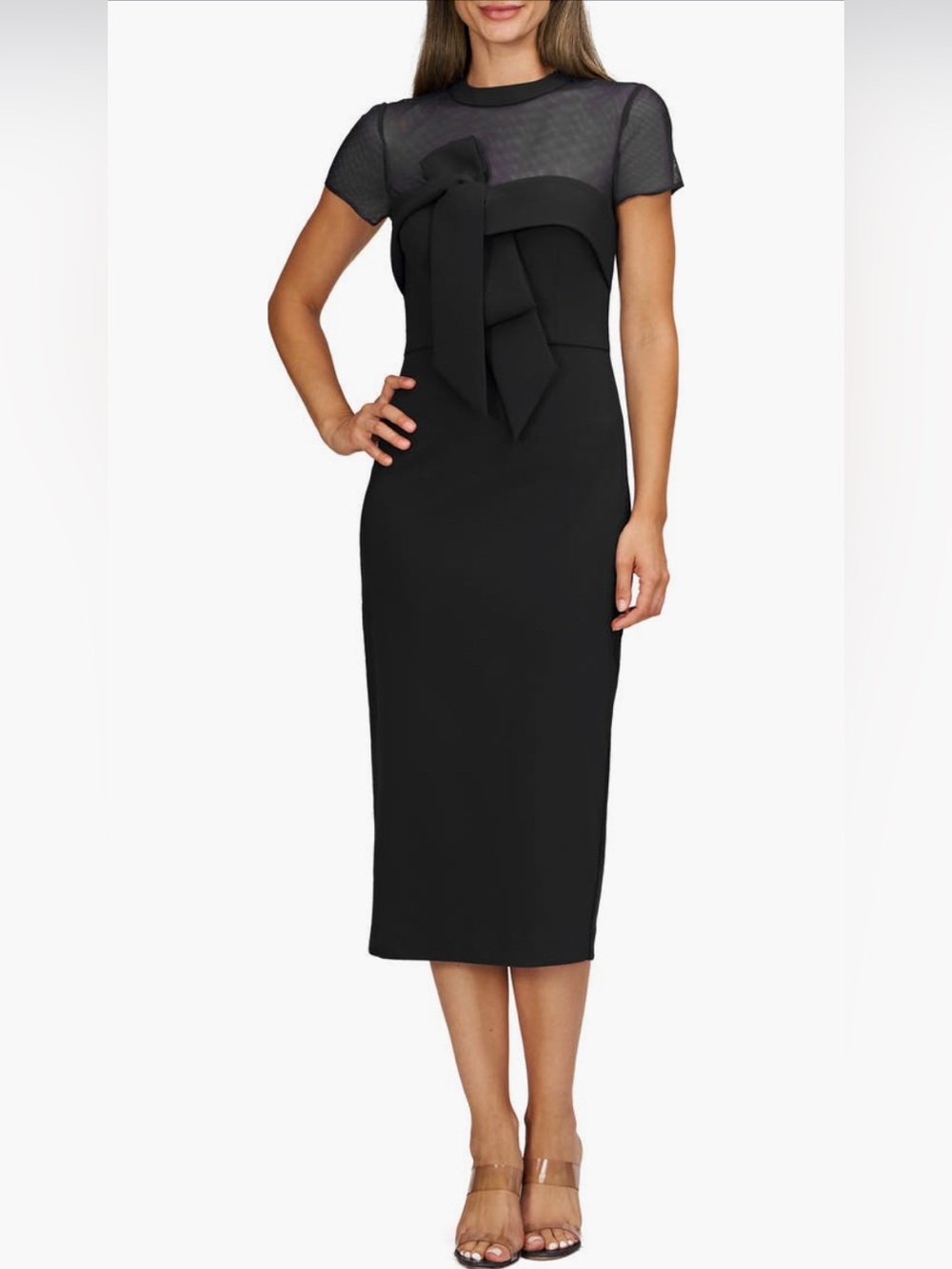 JS Collections Roselle Bow Detail Cocktail Midi Dress
